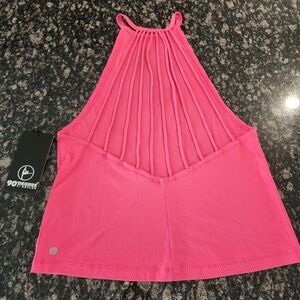 90 Degree By Reflex Pink Pleated Backless Tank Top